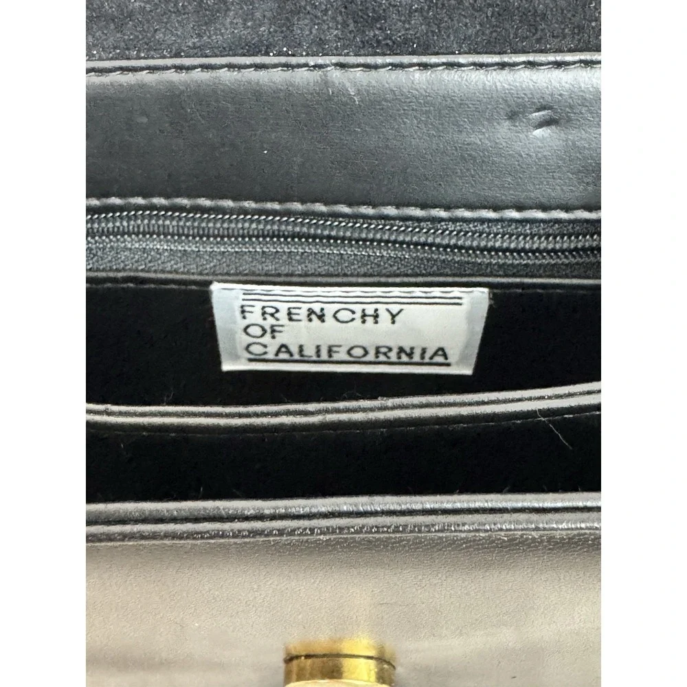 Frenchy of California Black Leather Handbag Suede Lining‎
